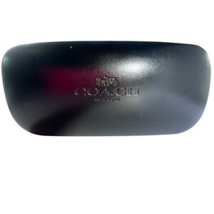 COACH Glasses Case New‎ York Black Leather Hard Clamshell 6" L